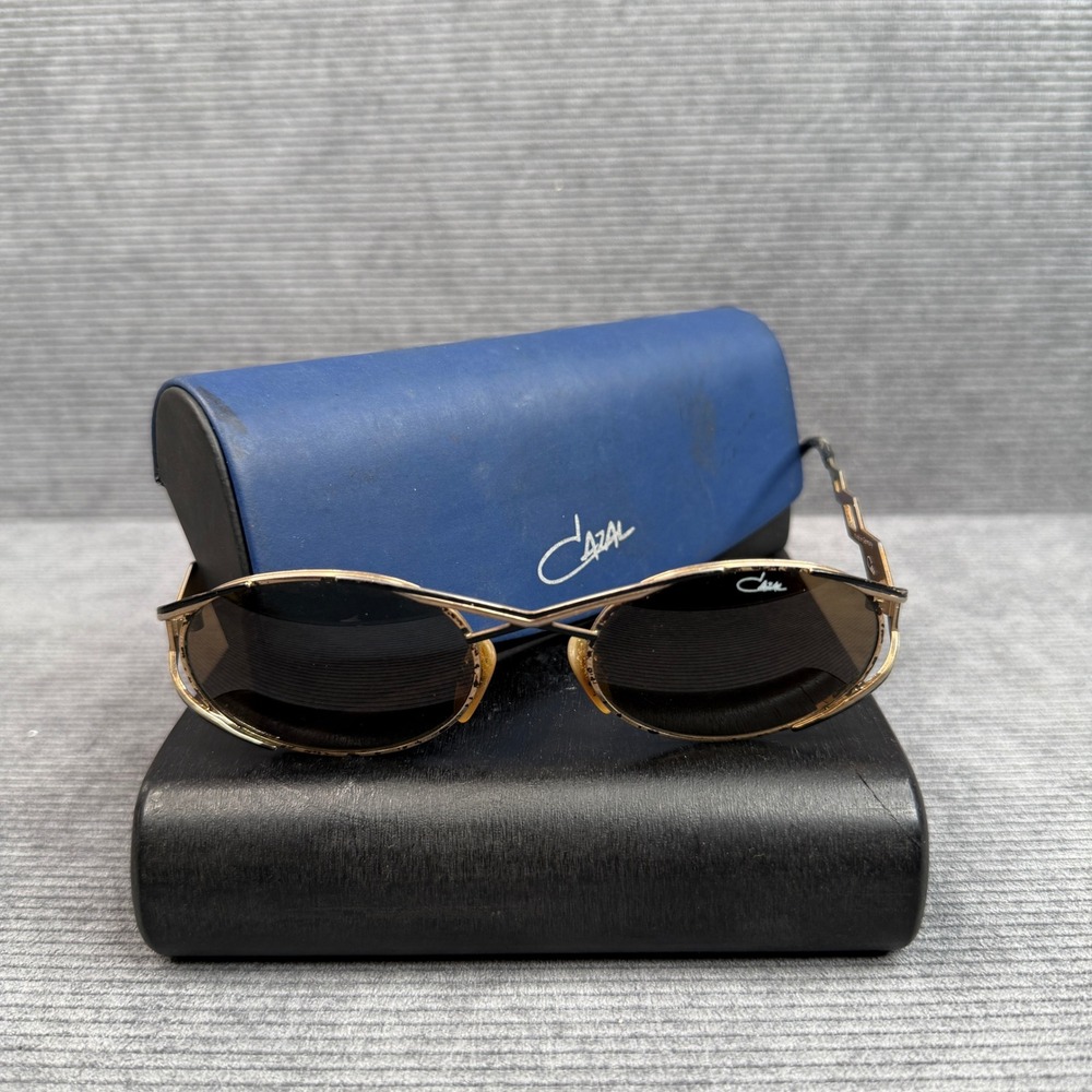 Cazal Mod 977 Vintage Sunglasses Gold Black Geometric Frame Germany Col 498